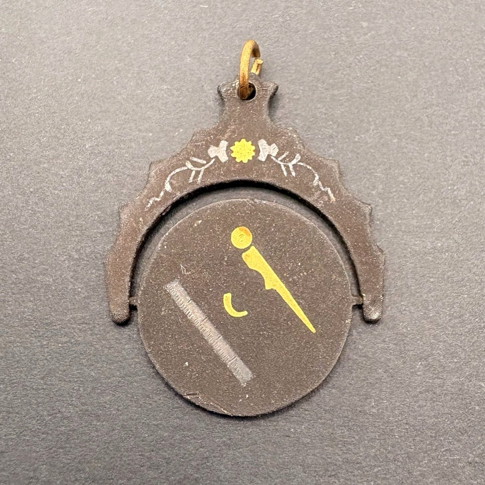 Vintage Amita Black Silver & Gold Damascene Masonic Spinner Fob Pendant